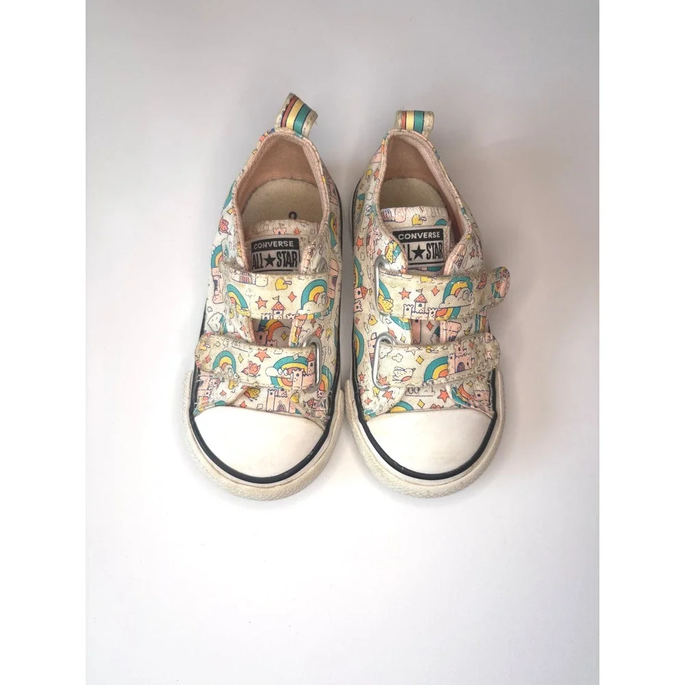 Converse All‎ Star Toddler Girls Size 6 Low Top Sneakers Rainbow Unicorn Castle